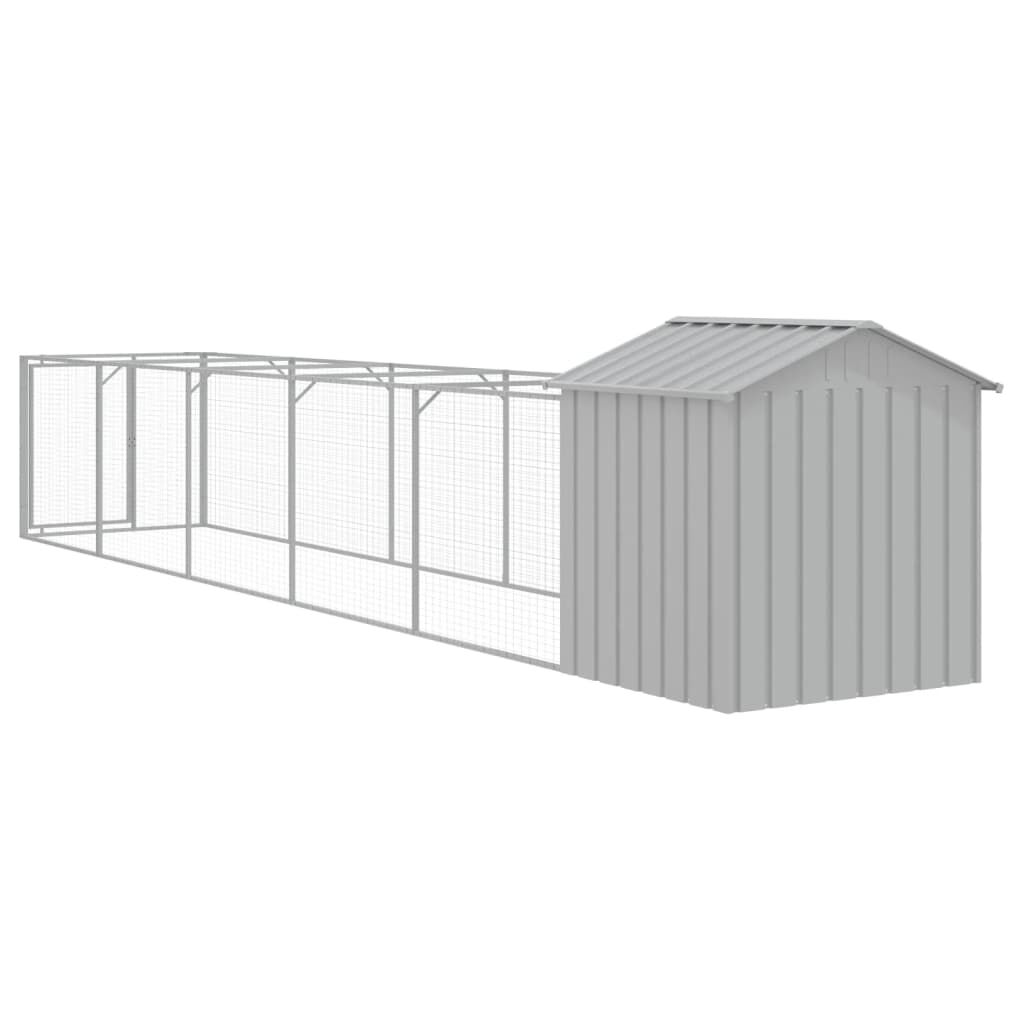 vidaXL Dog House with Roof Light Grey 117x609x123 cm Galvanised Steel