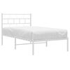 vidaXL Metal Bed Frame without Mattress with Headboard White 100x200cm