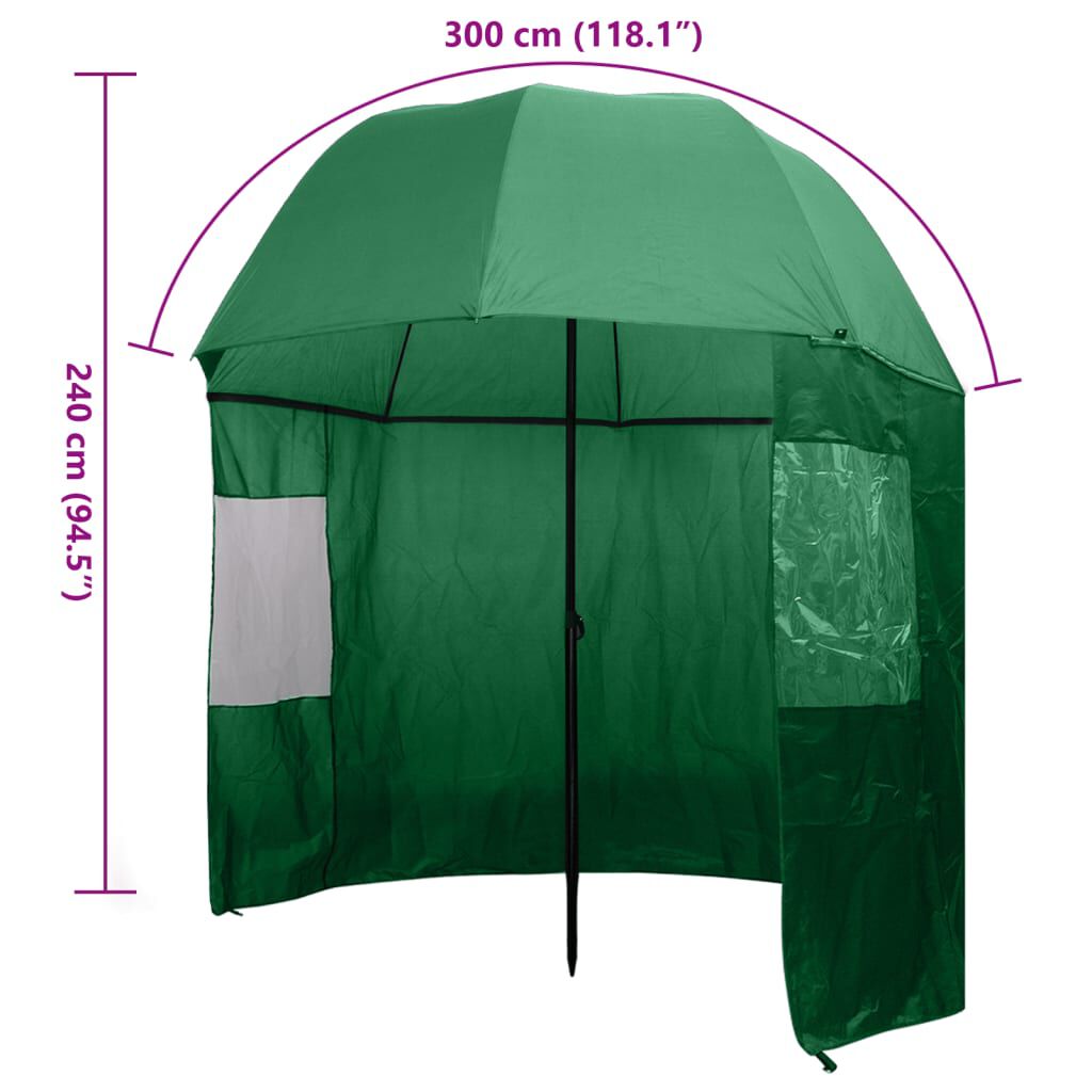 vidaXL Fishing Umbrella Green 300x240 cm