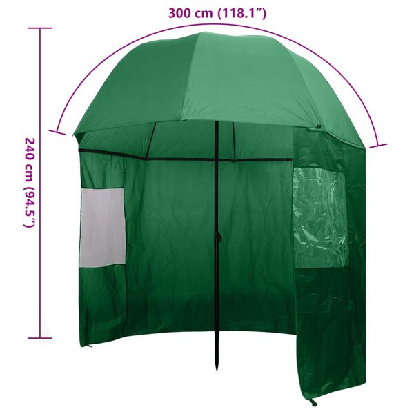 vidaXL Fishing Umbrella Green 300x240 cm