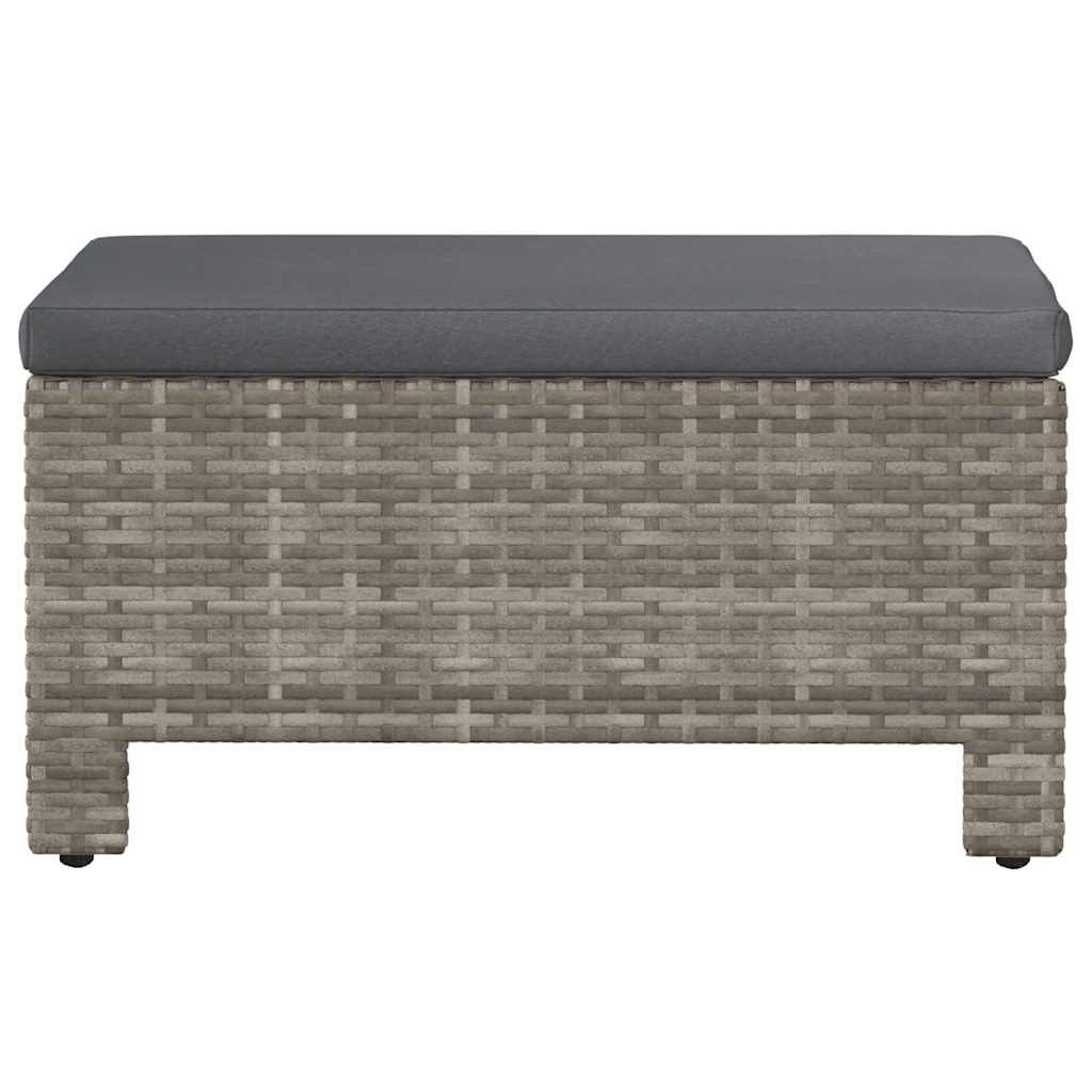vidaXL Garden Footrest with Cushion Grey Poly Rattan