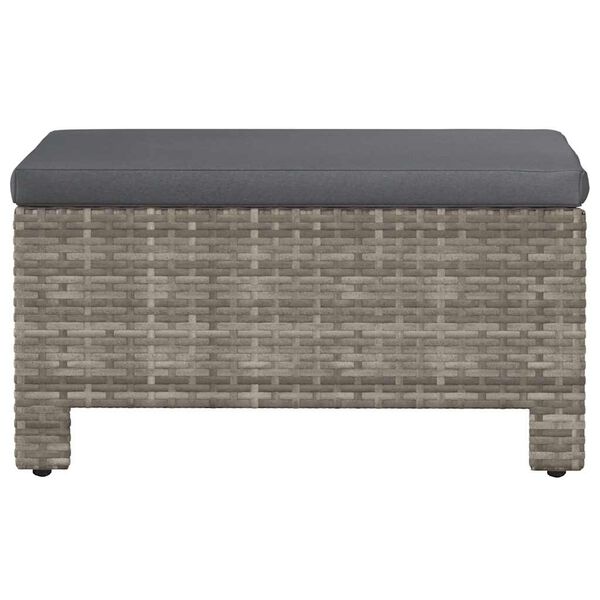 vidaXL Garden Footrest with Cushion Grey Poly Rattan