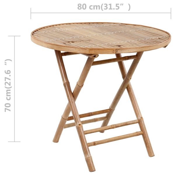vidaXL 5 Piece Folding Outdoor Dining Set with Cushions Bamboo