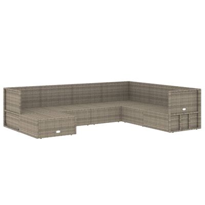 vidaXL 7 Piece Garden Lounge Set with Cushions Grey Poly Rattan