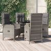 vidaXL 5 Piece Garden Dining Set with Cushions Black and Grey Poly Rattan