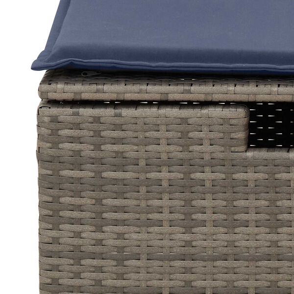 vidaXL Garden Stool with Cushion Grey 55x55x37 cm Poly Rattan