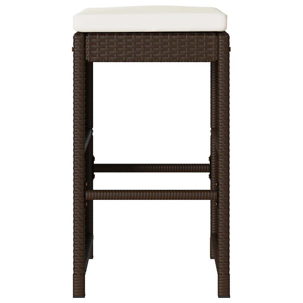 vidaXL Garden Bar Stools with Cushions 6 pcs Brown Poly Rattan