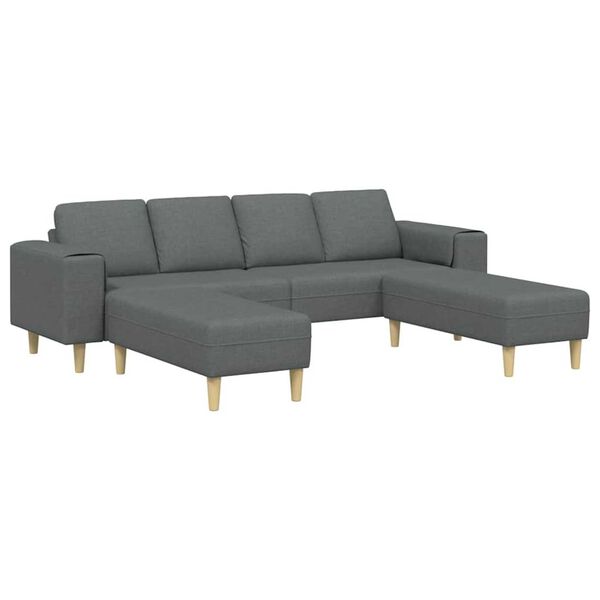 Sofa Set 3 pcs Dark grey Fabric