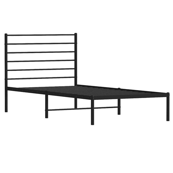 vidaXL Metal Bed Frame without Mattress with Headboard Black 100x200cm