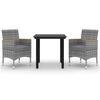 vidaXL 3 Piece Garden Dining Set with Cushions Poly Rattan and Glass