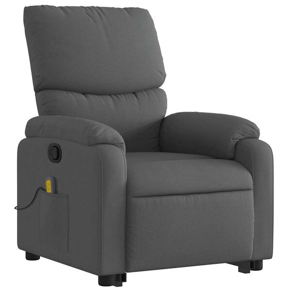 vidaXL Stand up Massage Recliner Chair Dark Grey Fabric