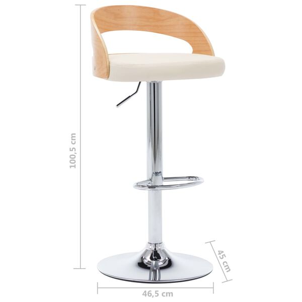 vidaXL Bar Stools 2 pcs Cream Faux Leather and Bentwood