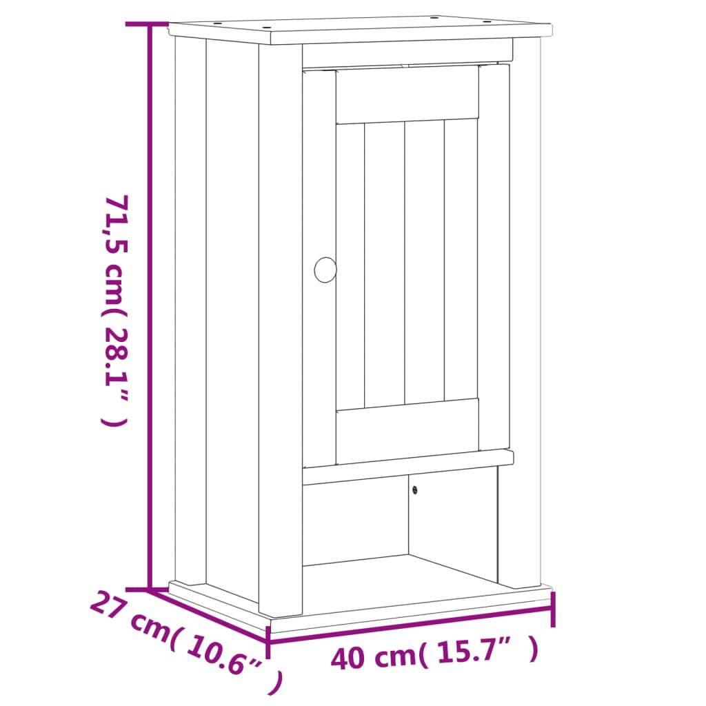 vidaXL Bathroom Wall Cabinet BERG Black 40x27x71.5 cm Solid Wood Pine