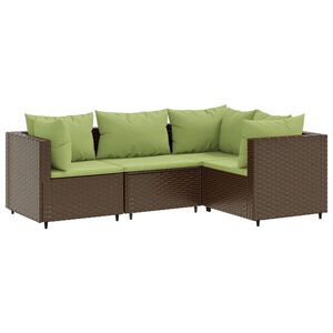 vidaXL 4 Piece Garden Lounge Set with Cushions Brown Poly Rattan