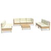 vidaXL 8 Piece Garden Lounge Set with Cream Cushions Solid Pinewood