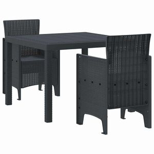 vidaXL Garden Dining Set 3 pcs Anthracite Polt rattan