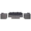 vidaXL 6 Piece Garden Sofa Set with Cushions & Pillows Poly Rattan Grey