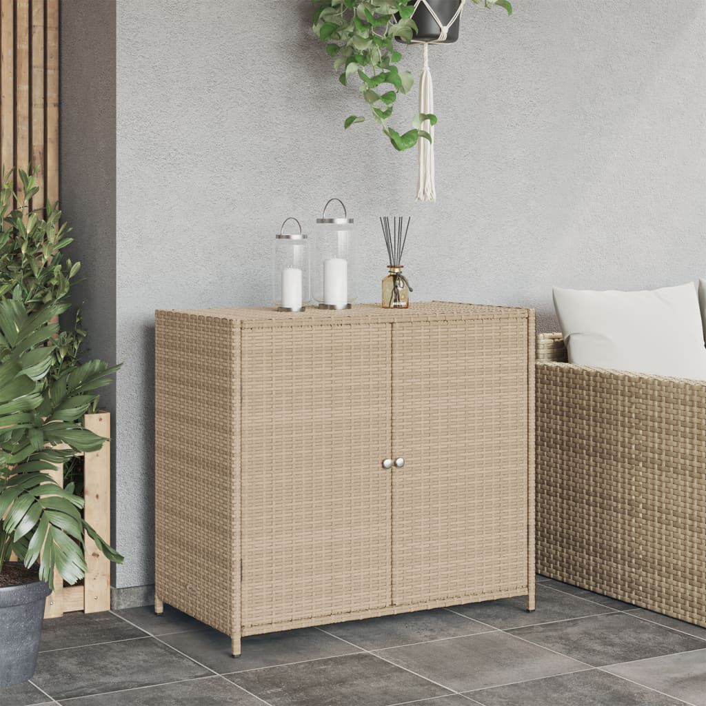 vidaXL Garden Storage Cabinet Beige 83x45x76 cm Poly Rattan