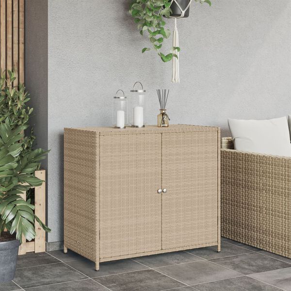 vidaXL Garden Storage Cabinet Beige 83x45x76 cm Poly Rattan