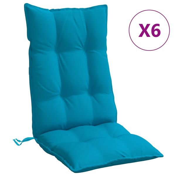 vidaXL Highback Chair Cushions 6 pcs Light Blue Oxford Fabric