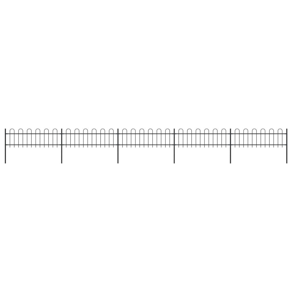 vidaXL Garden Fence with Hoop Top Steel 8.5x0.6 m Black
