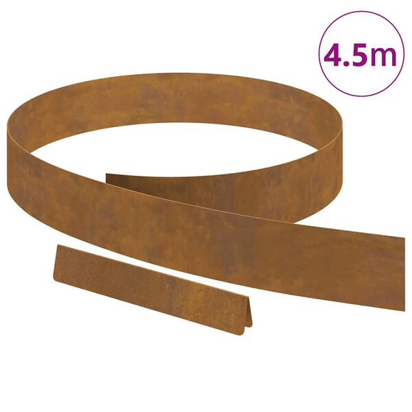 vidaXL Garden Lawn Edging Rusty 450 x 10 cm Weathering steel