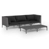 vidaXL 4 Piece Garden Lounge Set with Cushions Poly Rattan Dark Grey