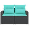 vidaXL Garden Sofa with Cushions 2-Seater Black Poly Rattan
