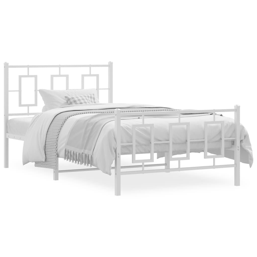 vidaXL Metal Bed Frame without Mattress with Footboard White 100x200cm