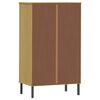 vidaXL Shoe Rack with Metal Legs Brown Solid Wood Pine OSLO