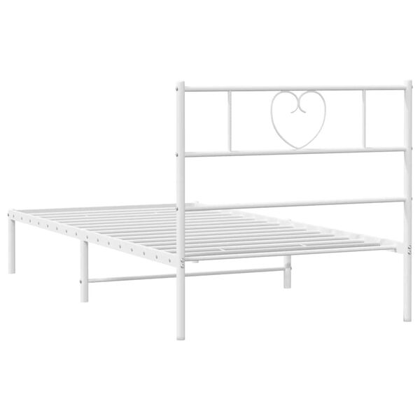 vidaXL Metal Bed Frame without Mattress with Headboard White 100x200cm