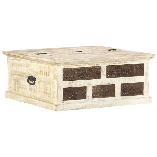 vidaXL Coffee Table White 68x68x30 cm Solid Mango Wood