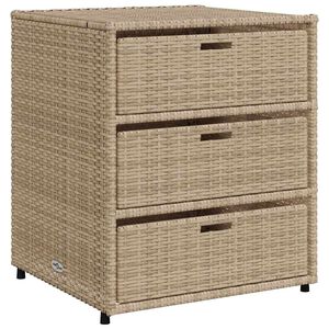 vidaXL Garden Storage Cabinet Beige 55x59x69 cm Poly Rattan