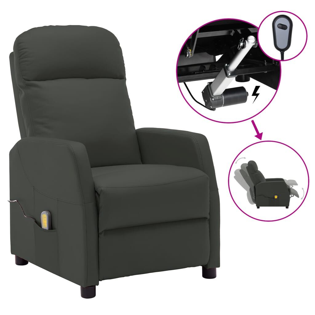 vidaXL Electric Massage Chair Anthracite Faux Leather