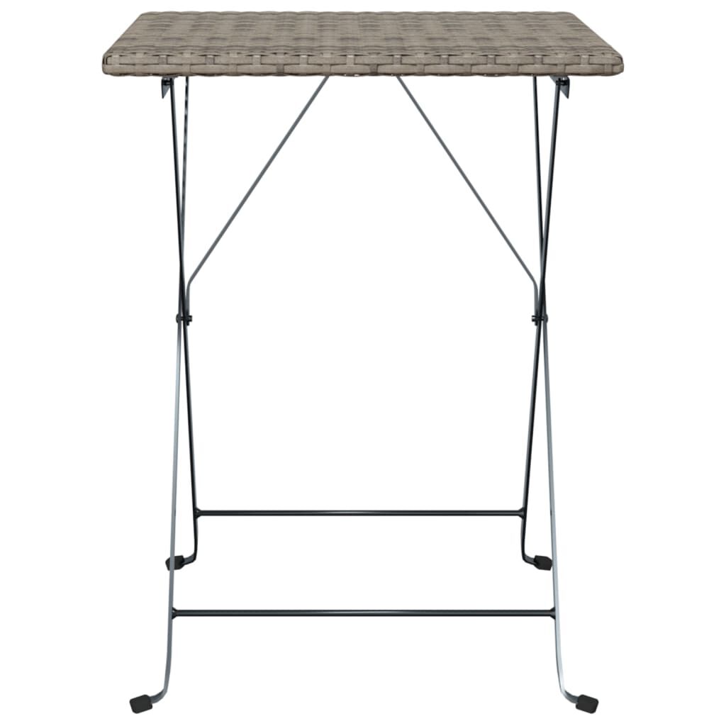 vidaXL Folding Bistro Table Grey 55x54x71 cm Poly Rattan