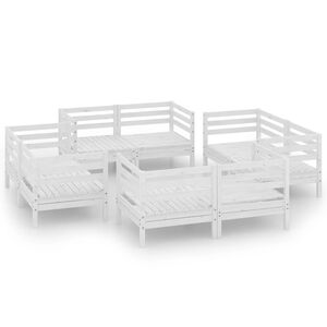 vidaXL 8 Piece Garden Lounge Set White Solid Pinewood