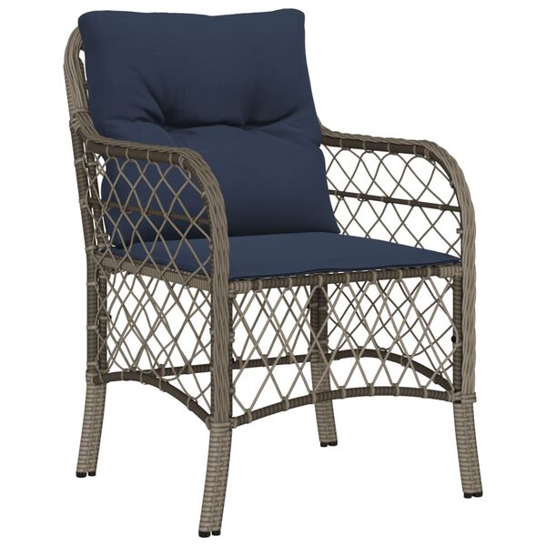 vidaXL Garden Chairs with Cushions 2 pcs Grey Poly Rattan
