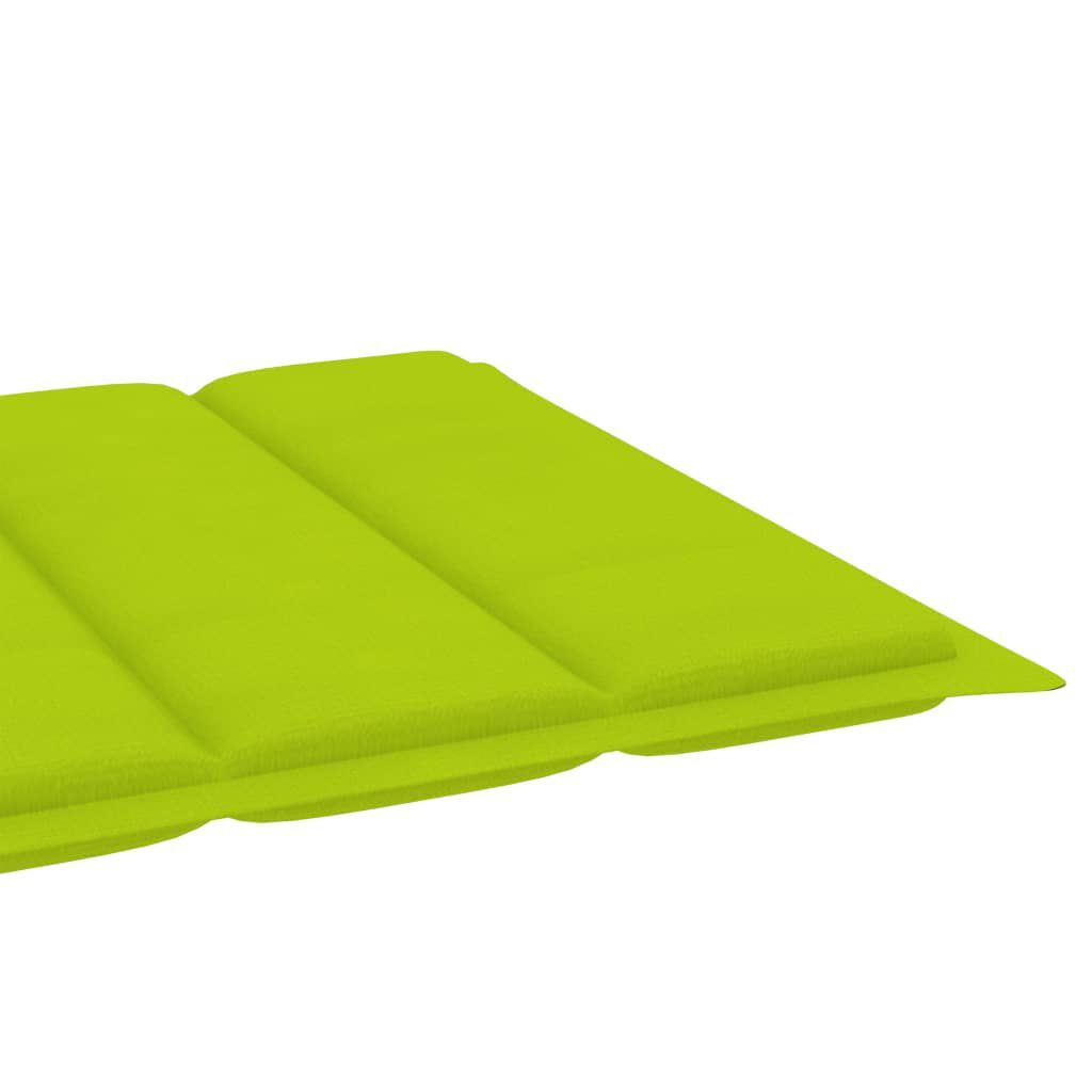 vidaXL Sun Lounger with Bright Green Cushion Solid Teak Wood