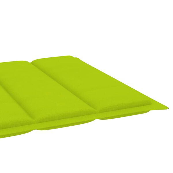 vidaXL Sun Lounger with Bright Green Cushion Solid Teak Wood