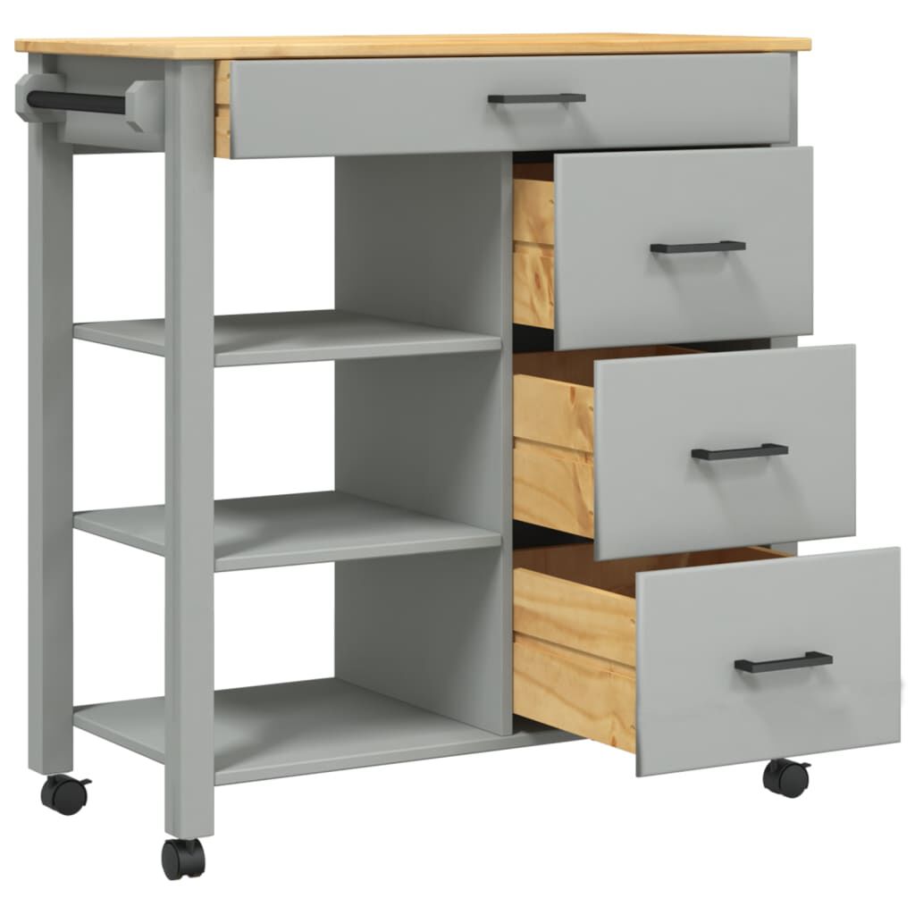 vidaXL Kitchen Trolley MONZA 84x40x90 cm Solid Wood Pine