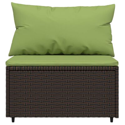 vidaXL Garden Middle Sofas with Cushions 2 pcs Brown Poly Rattan