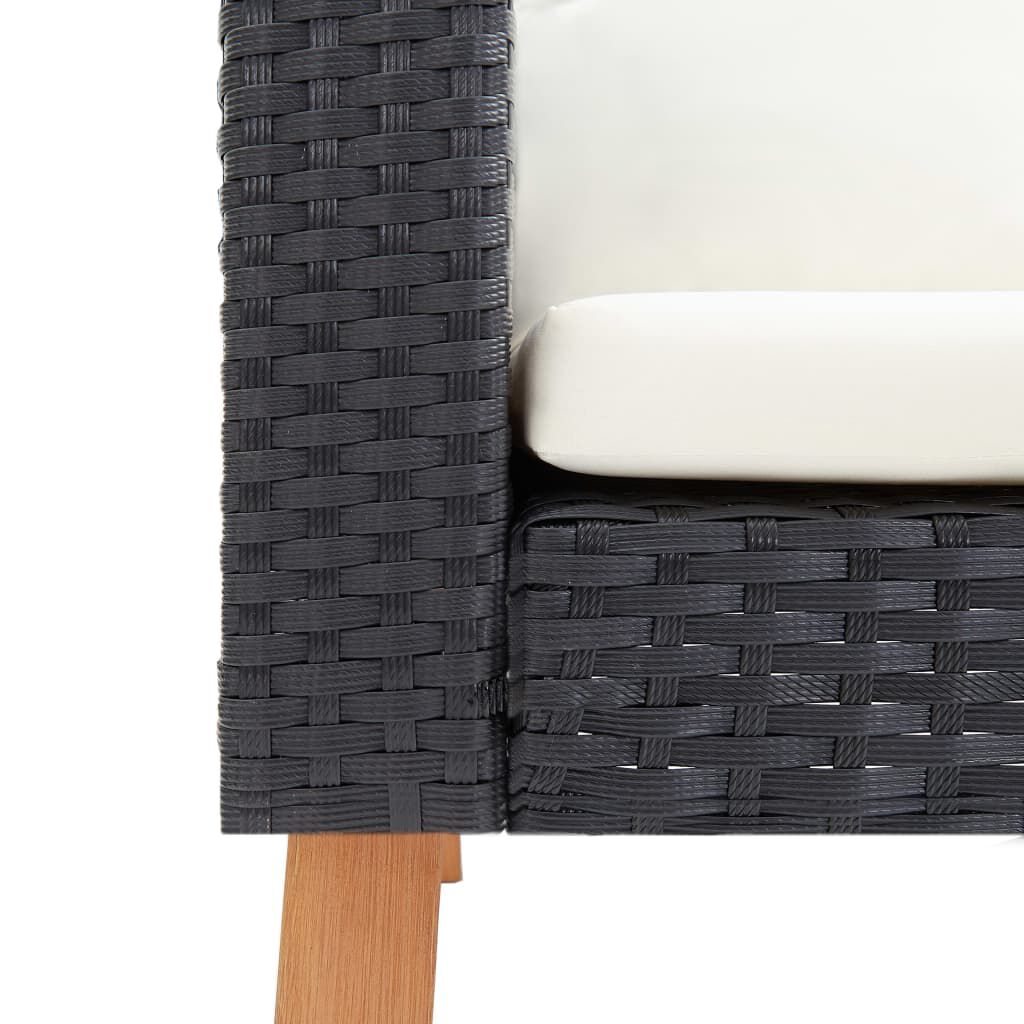 vidaXL 4 Piece Garden Lounge Set with Cushions Poly Rattan Black