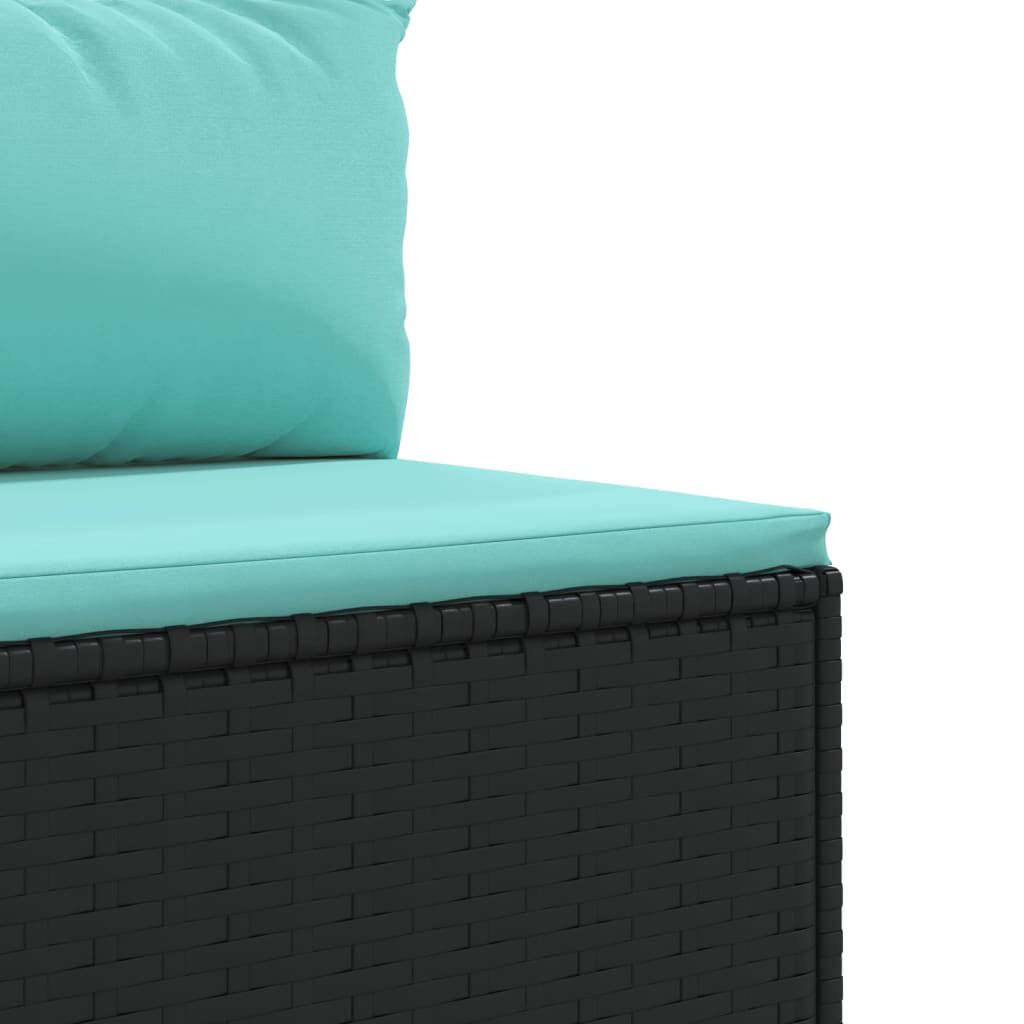 vidaXL 6 Piece Garden Lounge Set with Cushions Black Poly Rattan