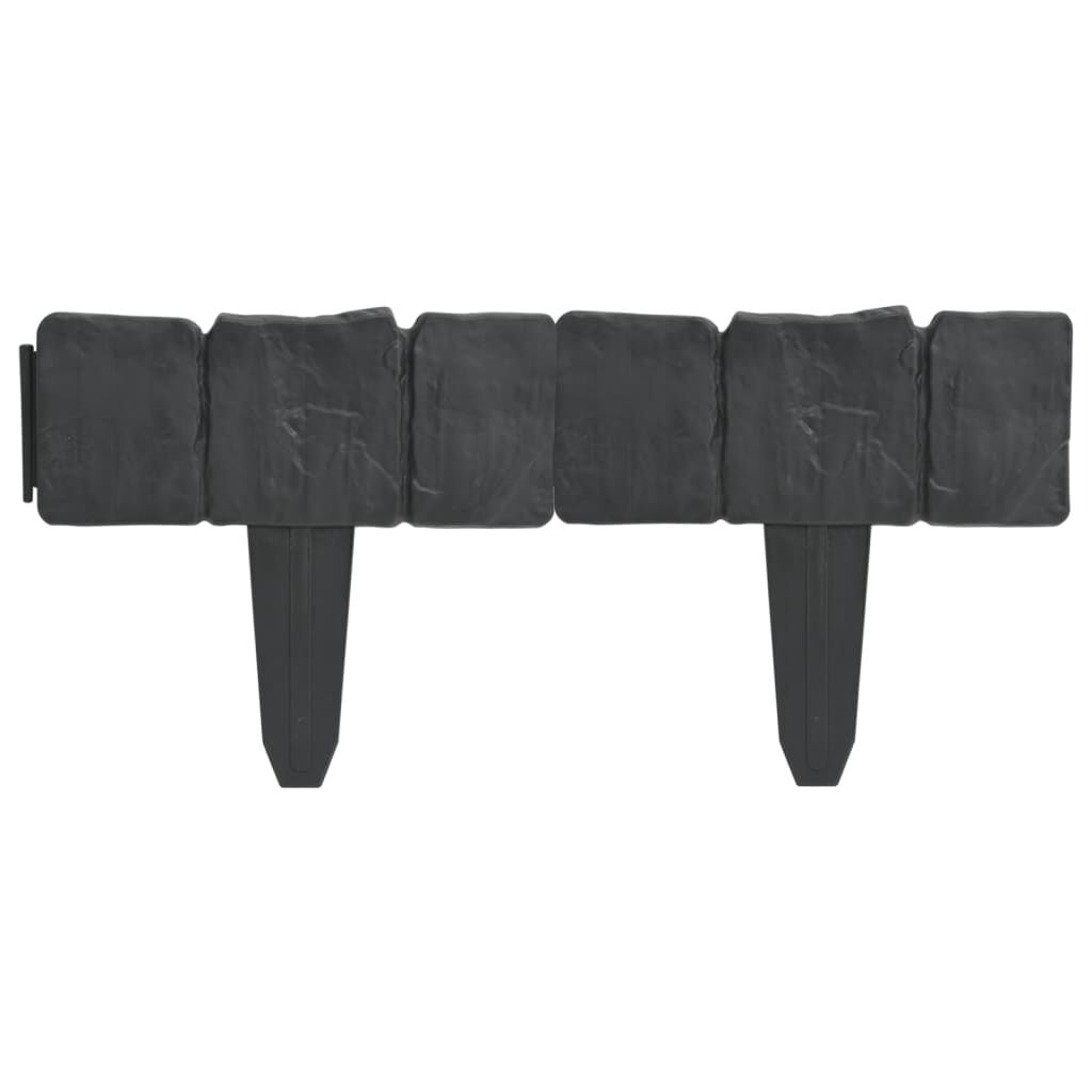vidaXL Plastic Garden / Lawn Fence Stone Look 41 pcs 10 m