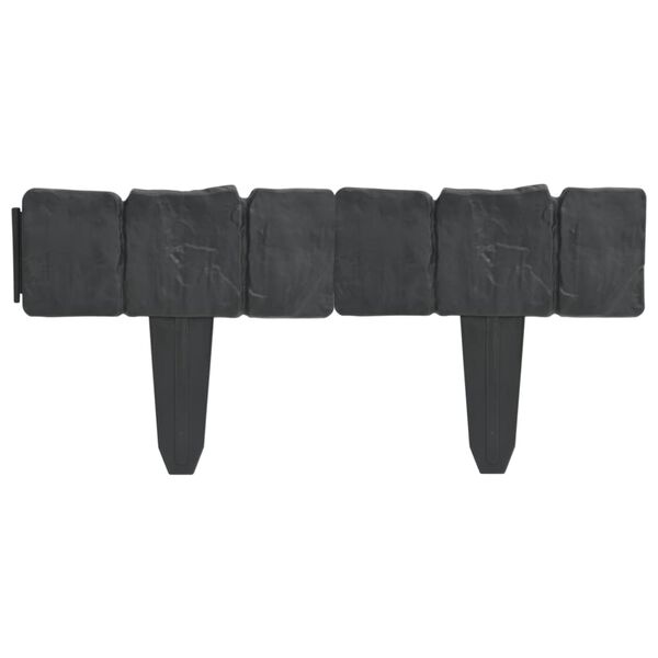 vidaXL Plastic Garden / Lawn Fence Stone Look 41 pcs 10 m