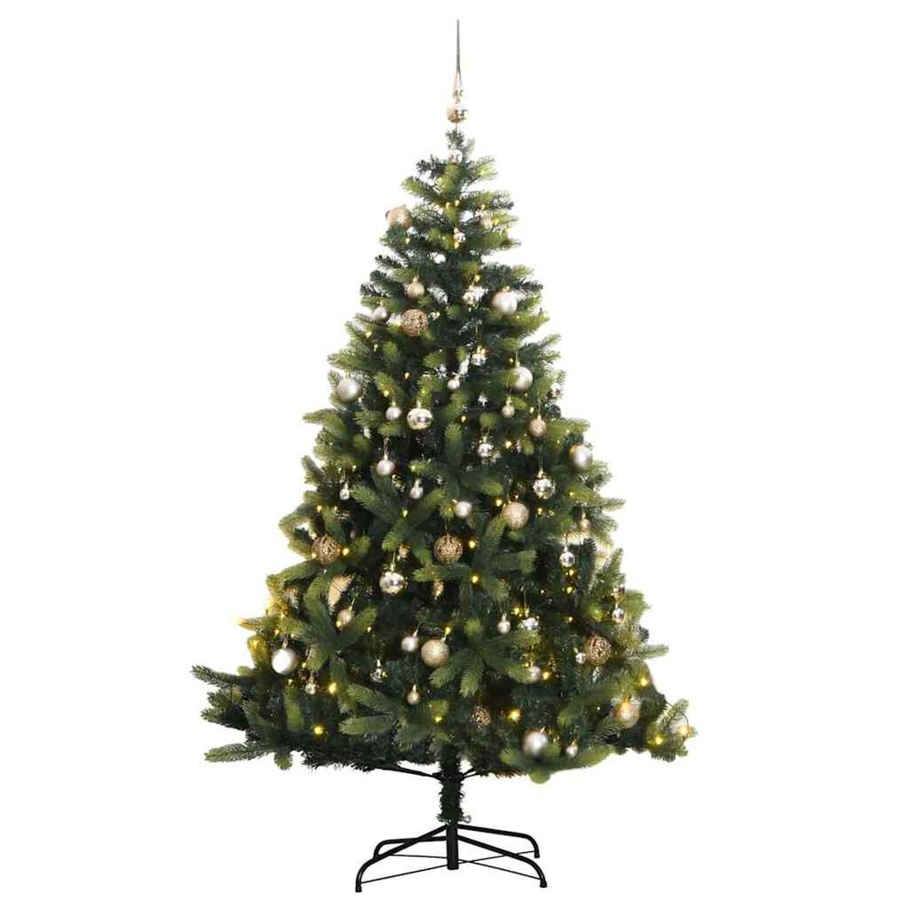 vidaXL Artificial Hinged Christmas Tree 300 LEDs & Ball Set 180 cm