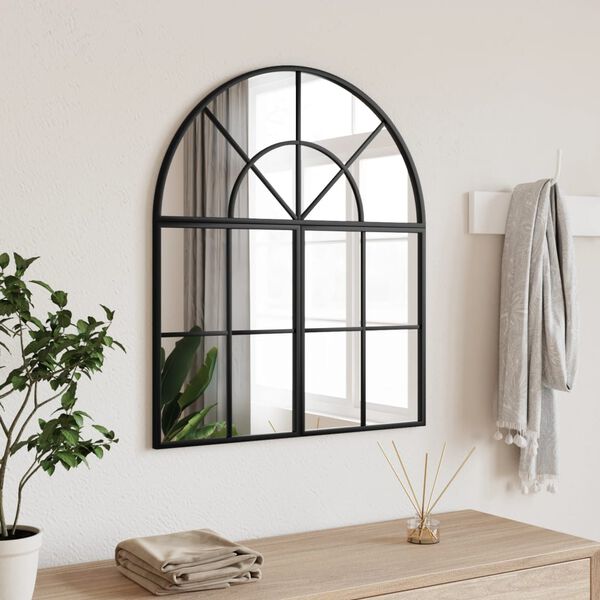 vidaXL Wall Mirror Black 60x70 cm Arch Iron