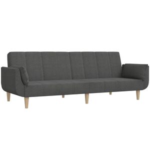 vidaXL 2-Seater Sofa Bed with Two Pillows Dark Grey Fabric