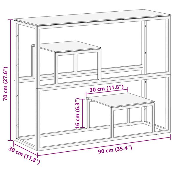 vidaXL Console Table Silver Stainless Steel and Tempered Glass