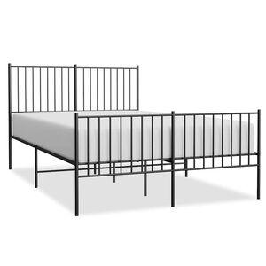 vidaXL Metal Bed Frame without Mattress with Footboard Black 135x190cm